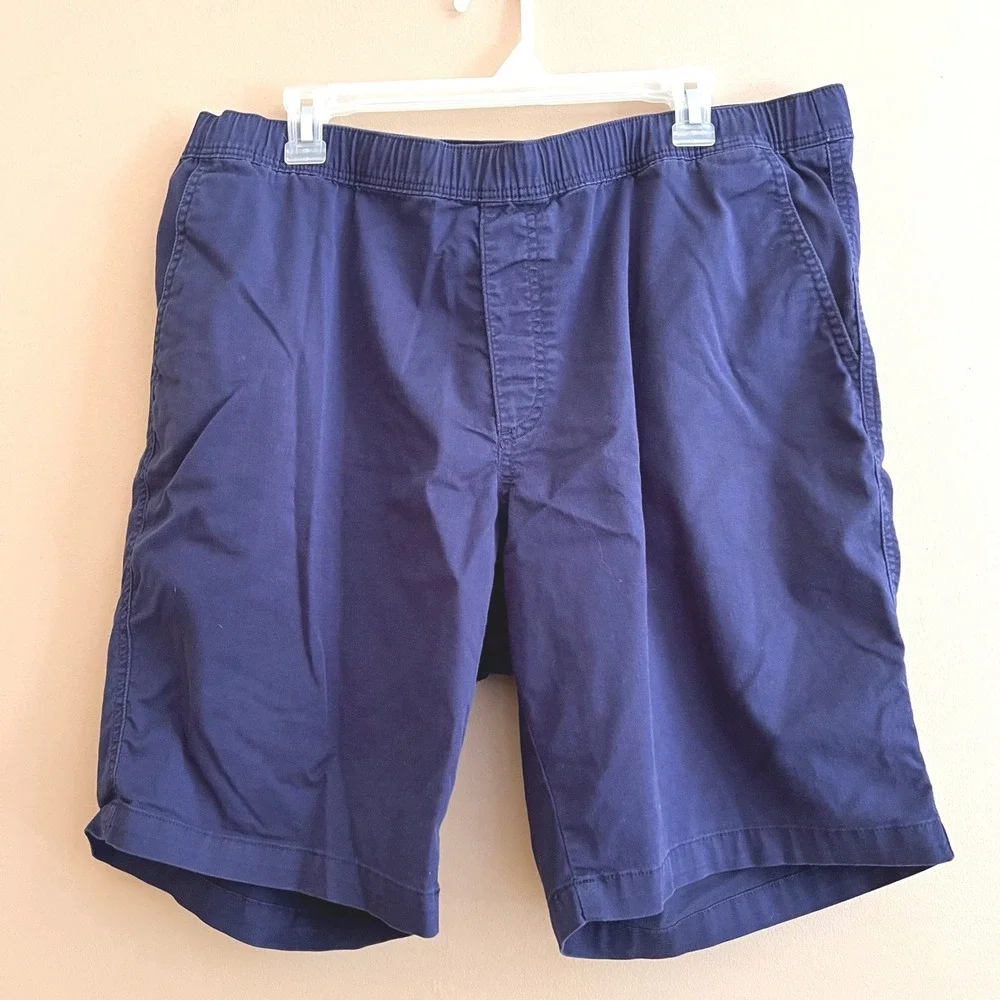 Uniqlo Mens XXL Navy Blue Elastic Waist Casual Twill Shorts 404214 39-42 Waist